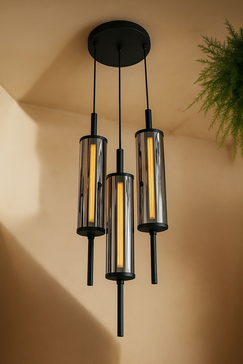 Trio Chrome Cylinder Pendant Light ( 12409 )