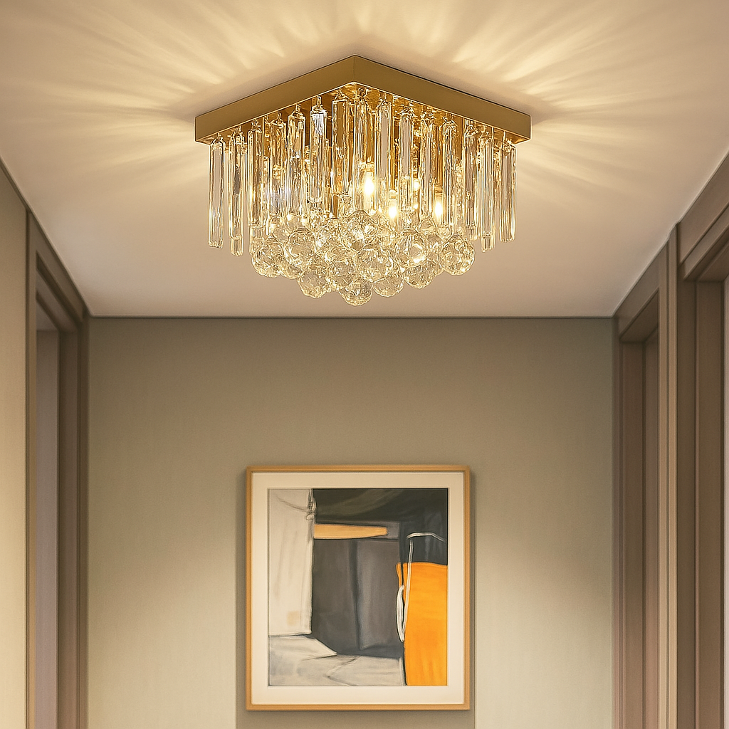 Elegant Square Crystal Chandelier