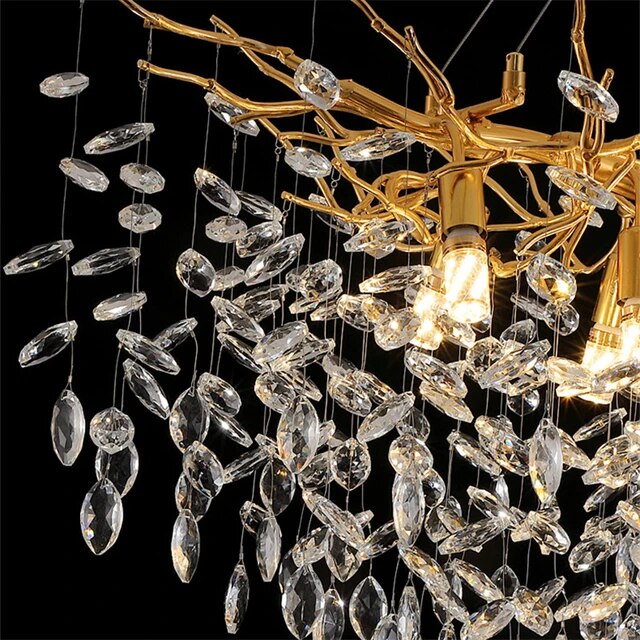 Hanging Pendant Light 600mm HL1601 Mini Chandelier 9 Lamps Electroplated Aluminium Hanging with Crystals