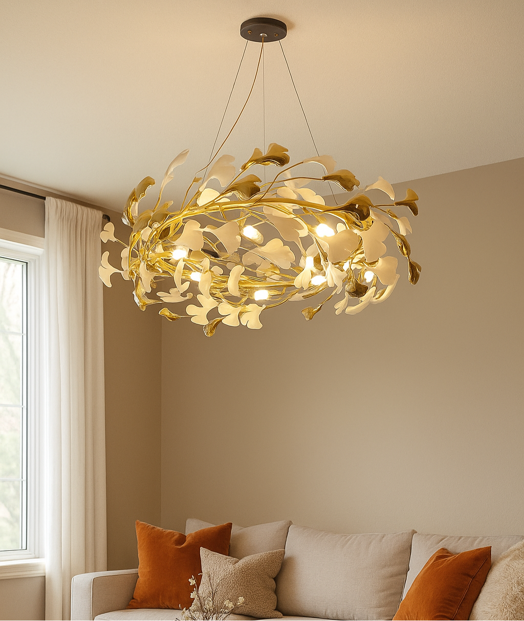 Gold and White Petals Chandelier | D229