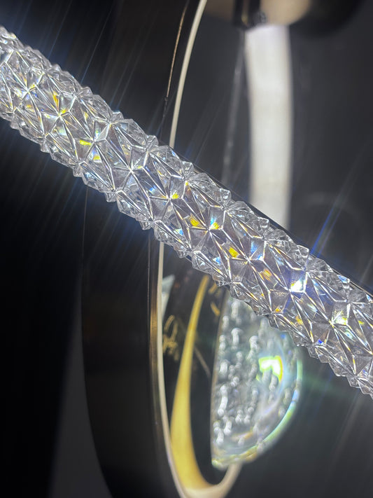 Golden Spiral LED Pendant Light with Crystal Globe Center | PL-Y1599