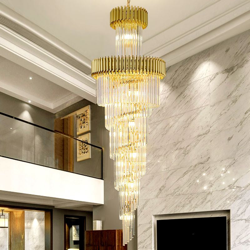 M7603 Modern Crystal Pendant Lamp Ceiling Light Fixture Livingroom Hotel Lobby Duplex Chandelier