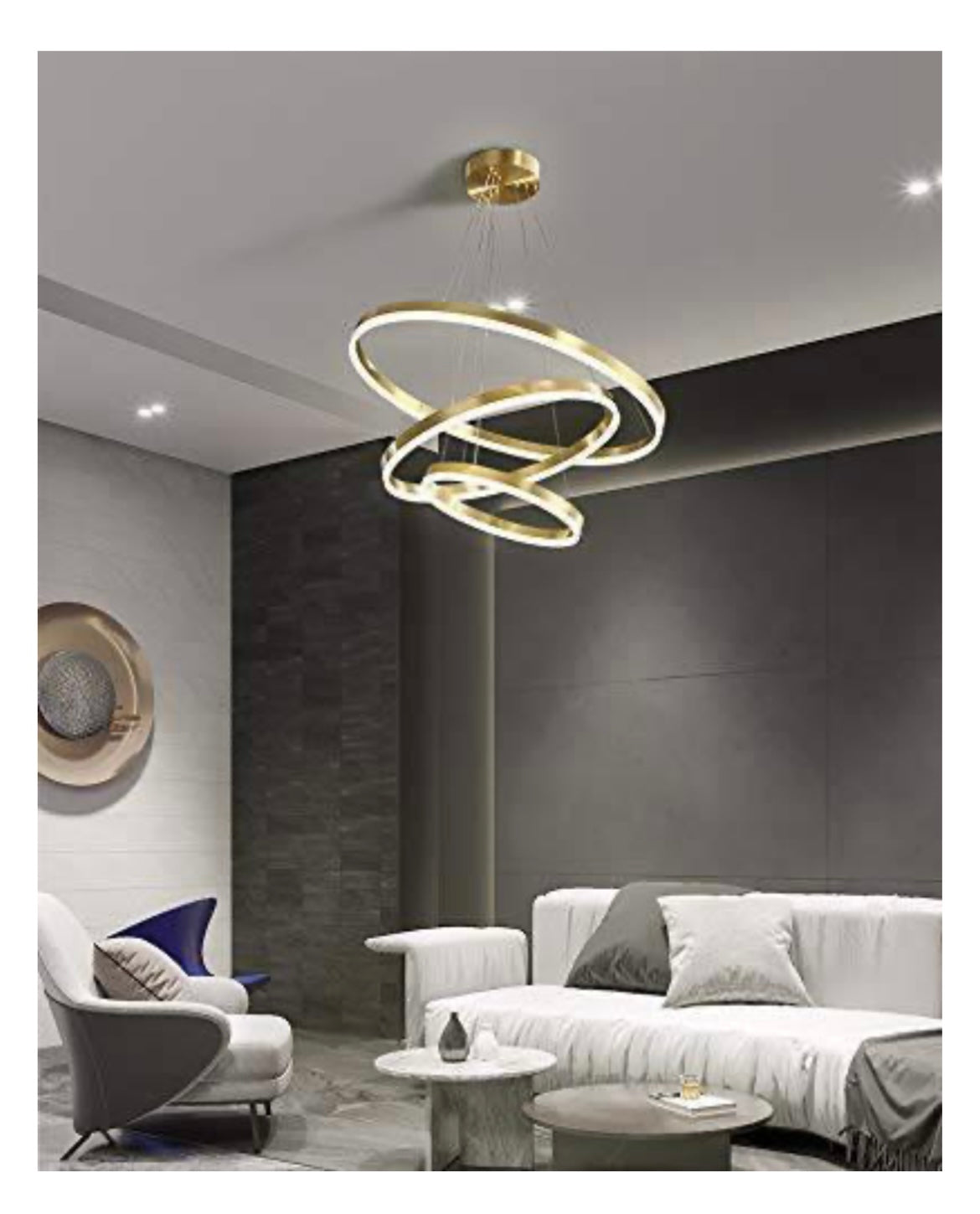 3-Rings Gold Chandelier With 3 in 1 Light PA-Y1232