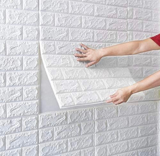3D Foam Soft Tiles Self Adhesive White Gloss