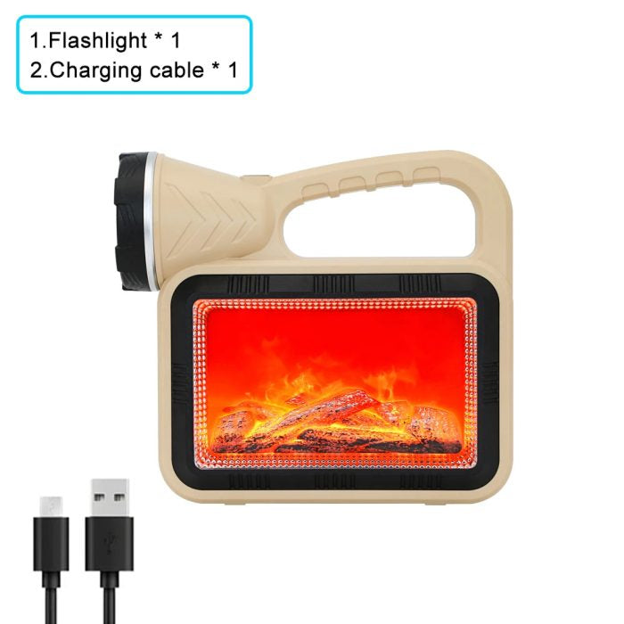 Solar LED Flashlight YD2208, Flame Hand Lamp, Multi-function Working Searching Light, USB Charging Outdoor Atmosphere Camping Lamp Simulated Flame