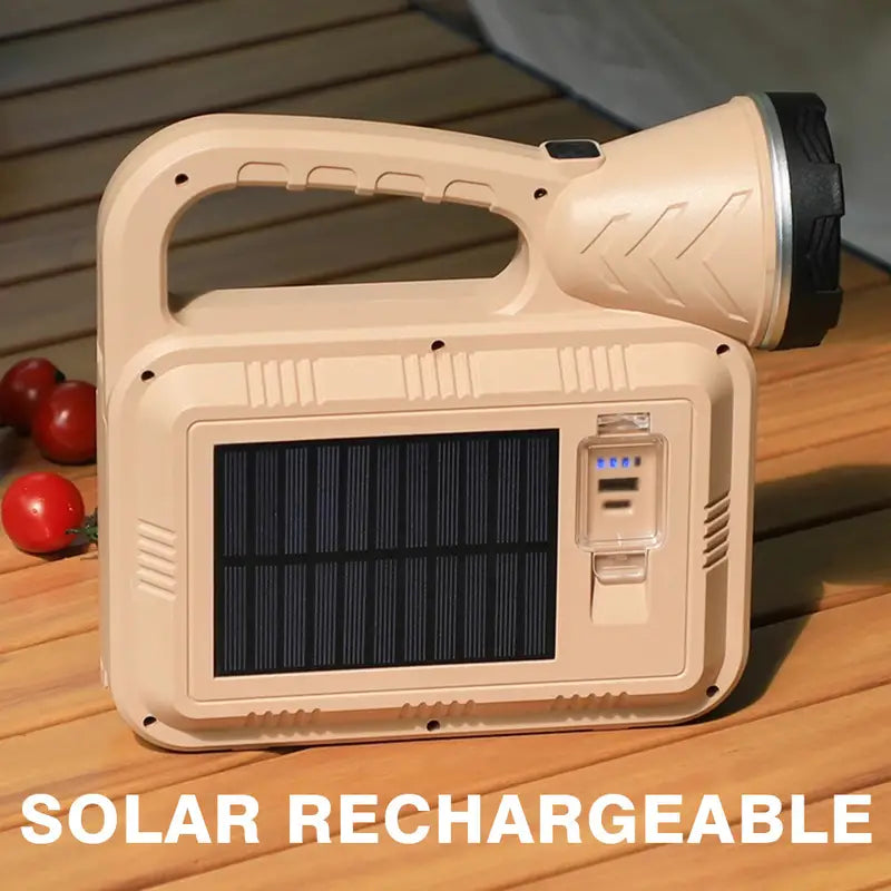 Solar LED Flashlight YD2208, Flame Hand Lamp, Multi-function Working Searching Light, USB Charging Outdoor Atmosphere Camping Lamp Simulated Flame