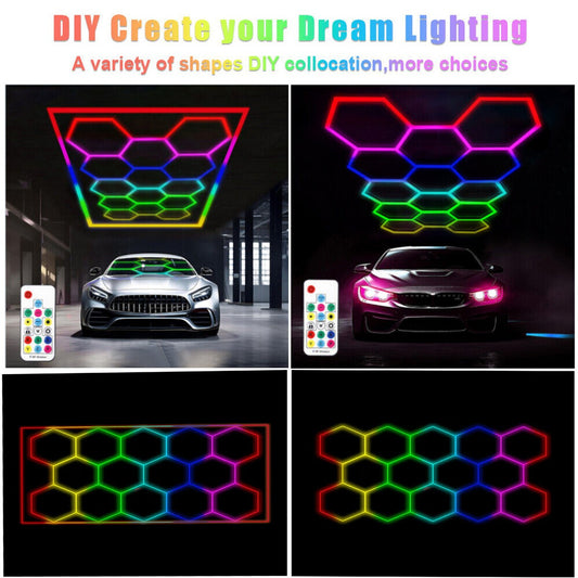 Gym Profile Lights | RGB 14 Hexagon with Boarder | (Set -A)