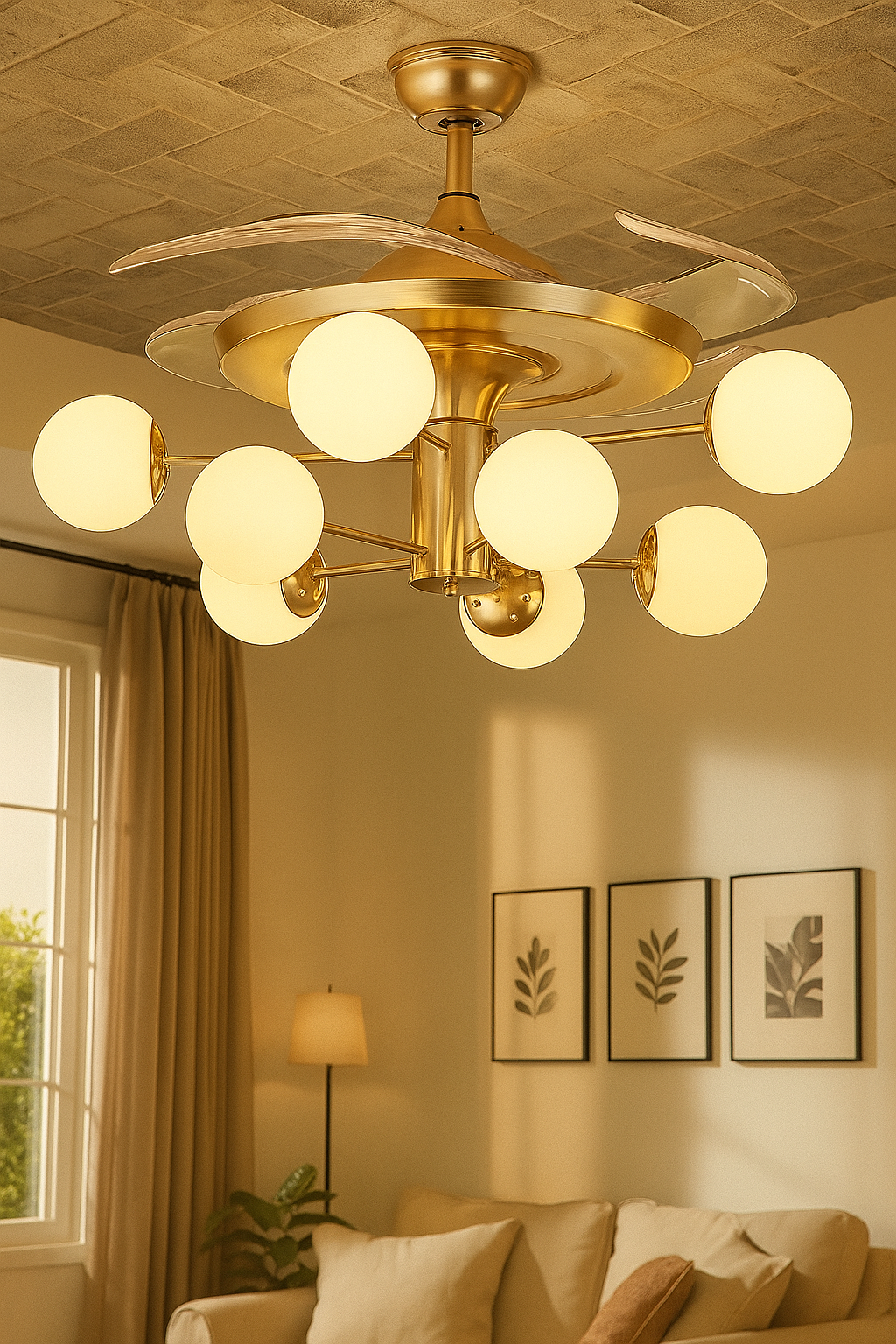 Nordic 8 Ball Chandelier Fan | K6111-GD