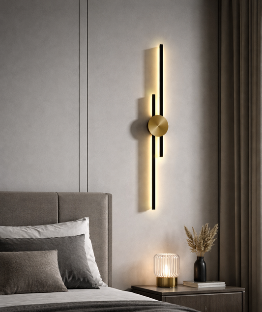 Modern Gold & Black Vertical Strip LED Wall Light