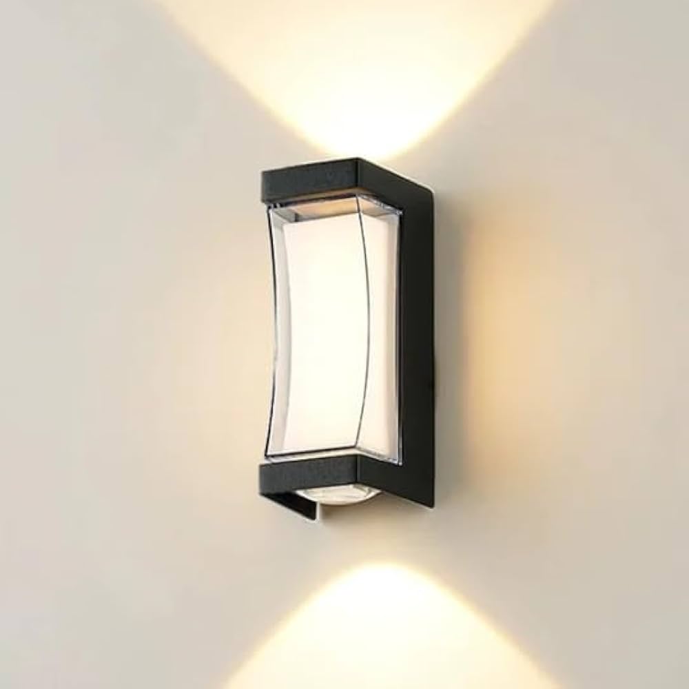 Dual Beam Black Curved Wall Light – Sleek Up & Down Outdoor Sconce