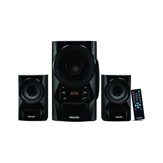 Philips Audio IN-MMS6080B/94 2.1 Channel 60W Multimedia Bluetooth Speakers with 2x17W Satellite Speakers, LED Display, Remote Control & Multi-Connectivity Option (Open Box)