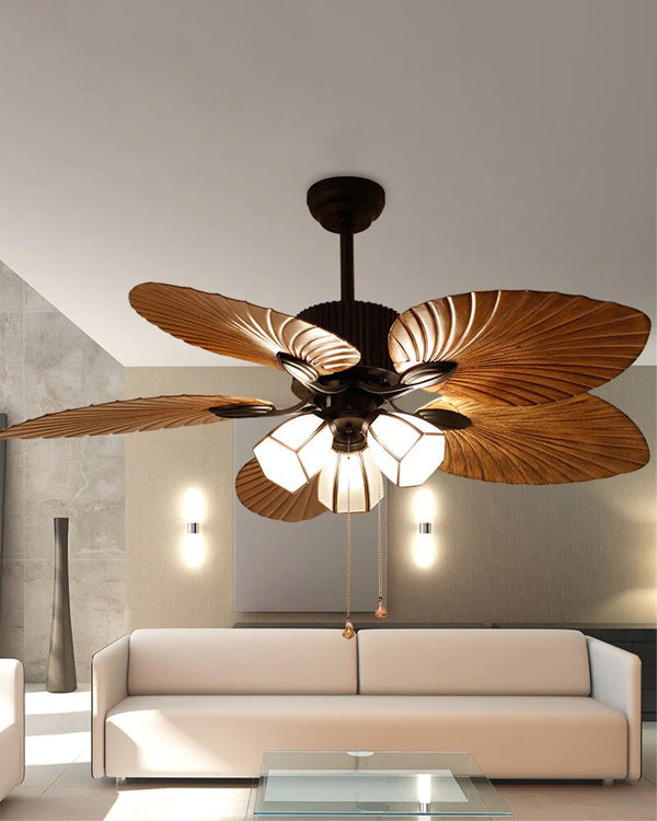 Tropical Palm Leaf Ceiling Fan with 3 Lights | A323