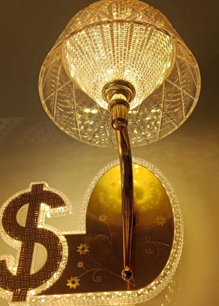 Golden Glow of Wealth Dollar Lamp Led Wall Fancy Light | Led Wall Light | Indoor Led Decorative Light | W1288