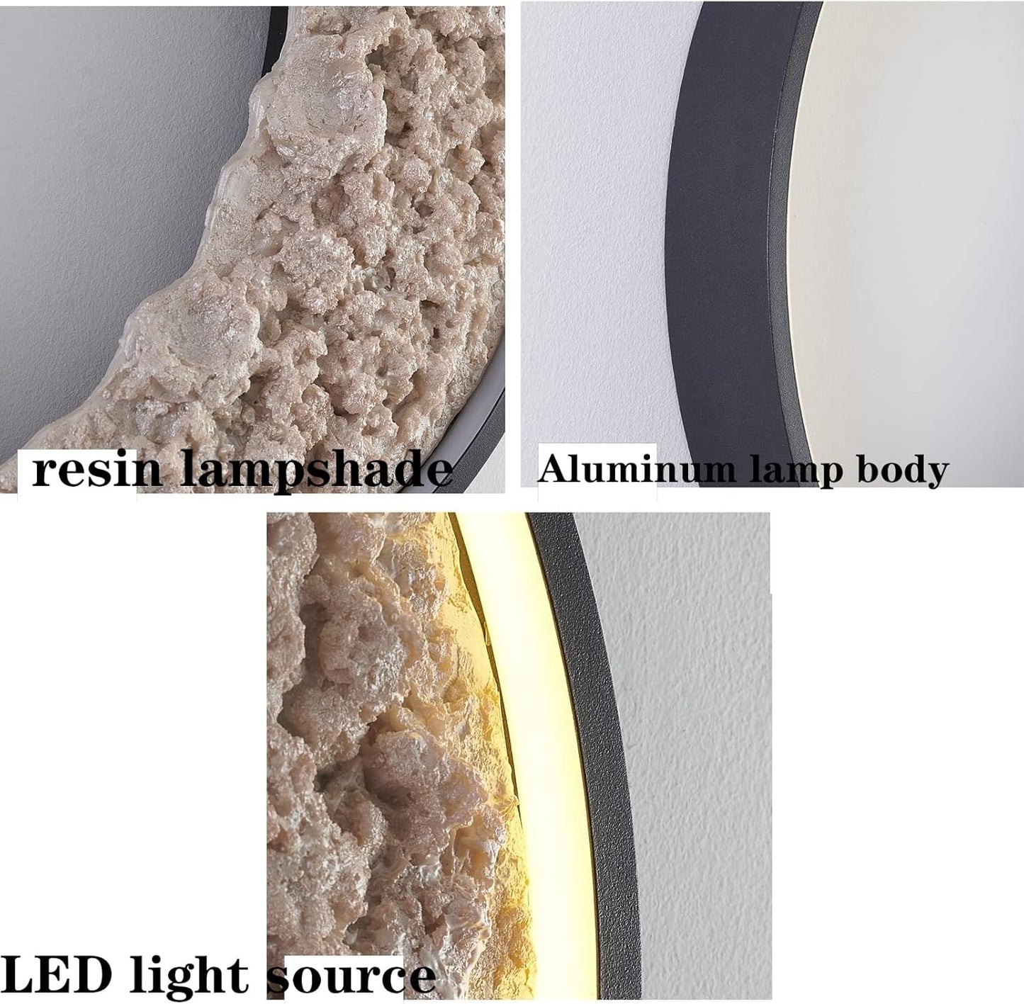 Wall Mounted Half Moon Light Modern Style LED Wall Lamp Compatible with Bedroom Living Dining Room Aisle Sofa Background Interior Art Moon Texture Decoration Light ,Wall Mount Light C419