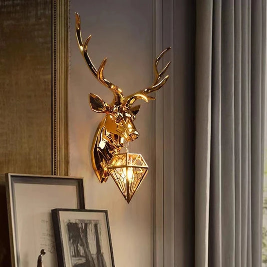 Deer Head Wall Lamp 3D Wall Sculptures Wall Hanging Light | 9248-1G
