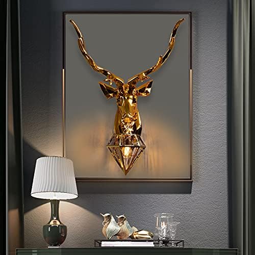 9248-1G Deer Head Wall Lamp 3D Wall Sculptures Wall Hanging Light Animal Head Wall Decoration