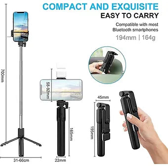 SST01 Extendable Selfie Stick Tripod with light and BT remote