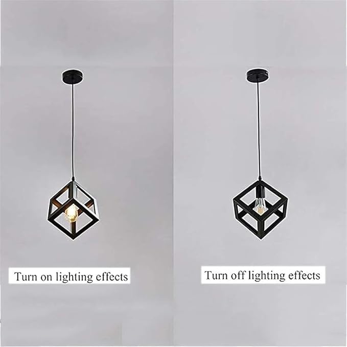 Hanging Metal Cube With Bulb
