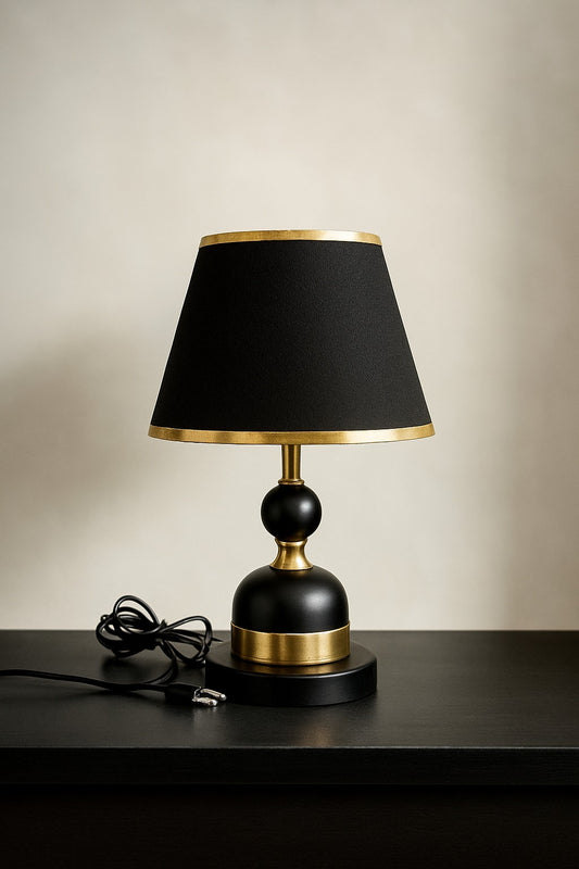 Black Cotton Table lamp with Black Base Model 8633