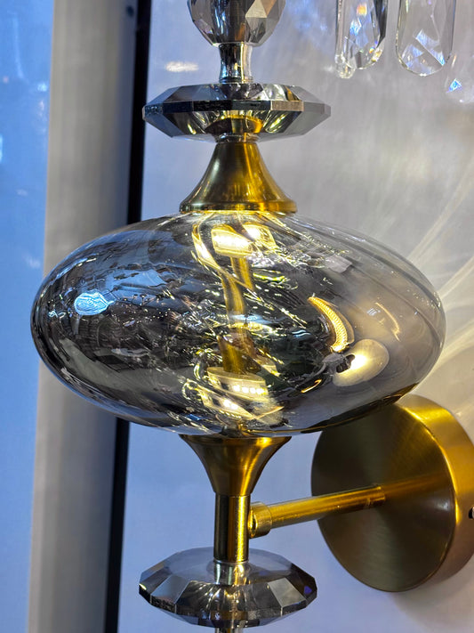 Gold Smoke Glass Wall Light | B9526-1