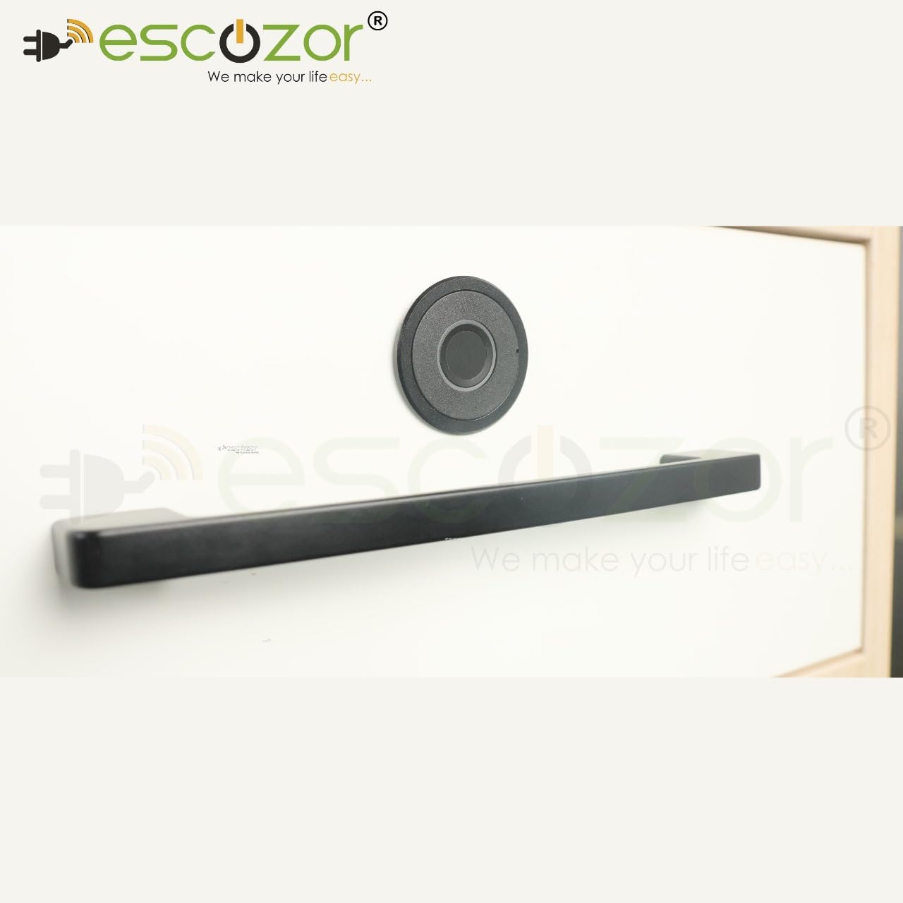 Escozor® DFL03 Concealed Metal Body Fingerprint Drawer Lock,Smart Biometric Cabinet Lock,Safety Electric,Drawer Wardrobe Lock,Furniture Privacy Lock(20 Fingerprints stored & Each Lock Different EKey)