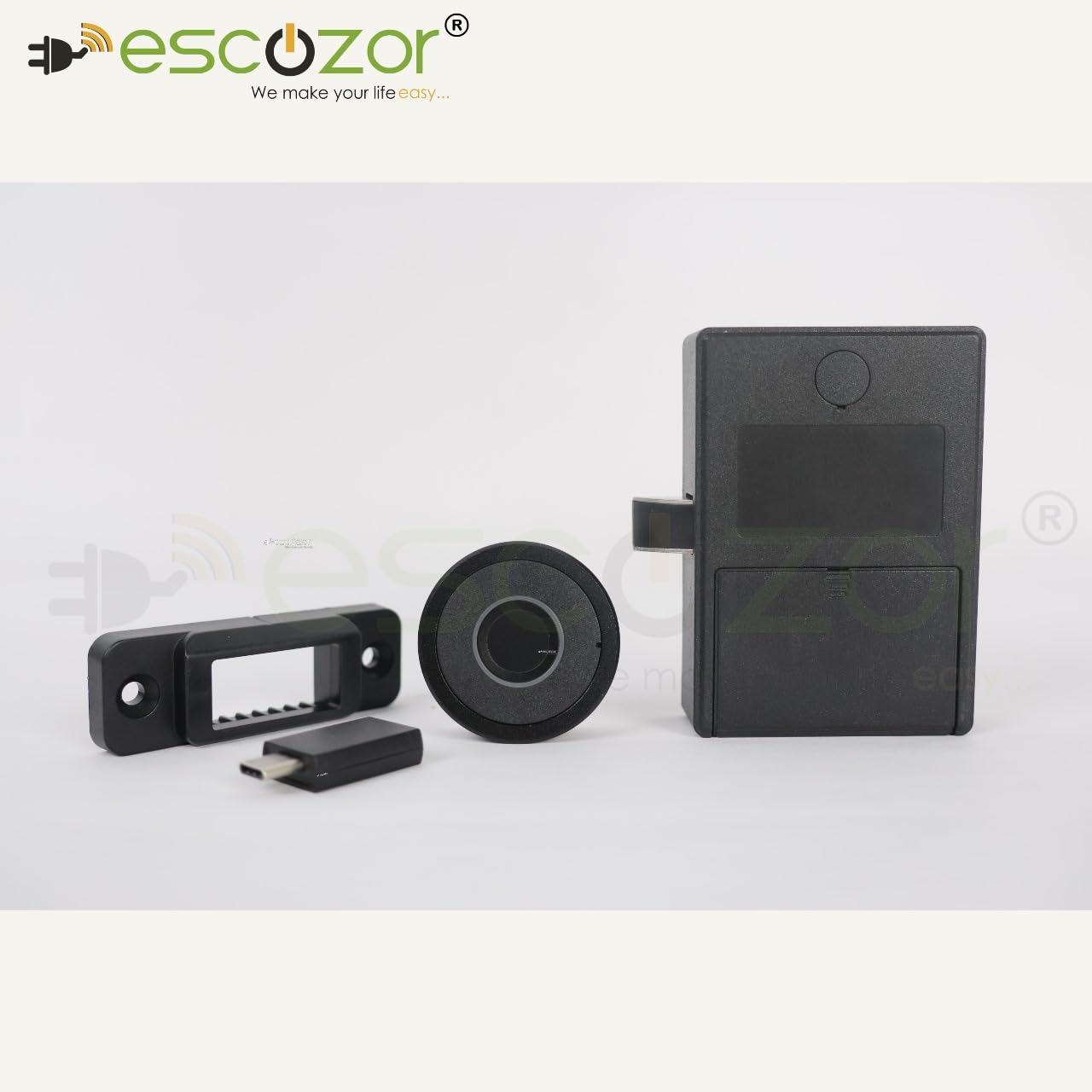 Escozor® DFL03 Concealed Metal Body Fingerprint Drawer Lock,Smart Biometric Cabinet Lock,Safety Electric,Drawer Wardrobe Lock,Furniture Privacy Lock(20 Fingerprints stored & Each Lock Different EKey)