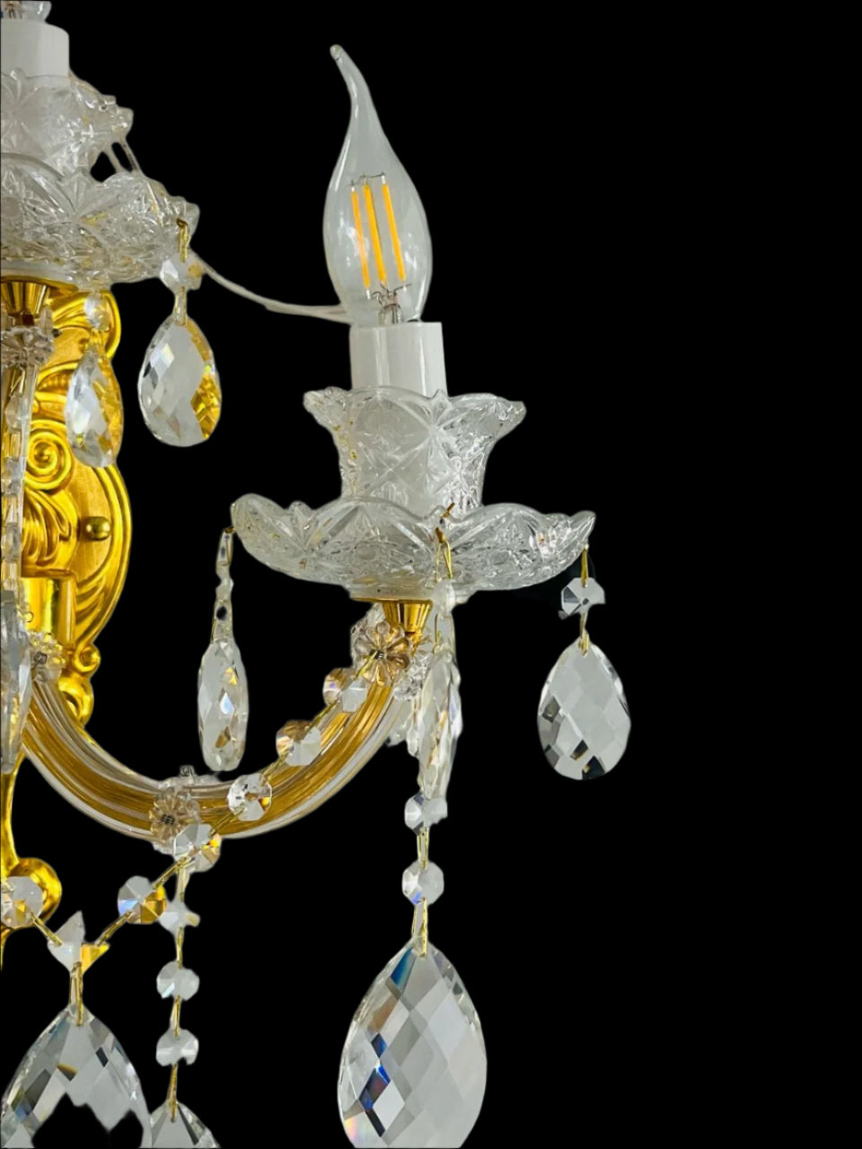 Small Modern Crystal Wall Lights - 3 Candle Lights Chandelier Light Fixtures, Gold Wall Mounted Sconce for Hotel, Living Room, Hall, Lobby Model 80031-3W