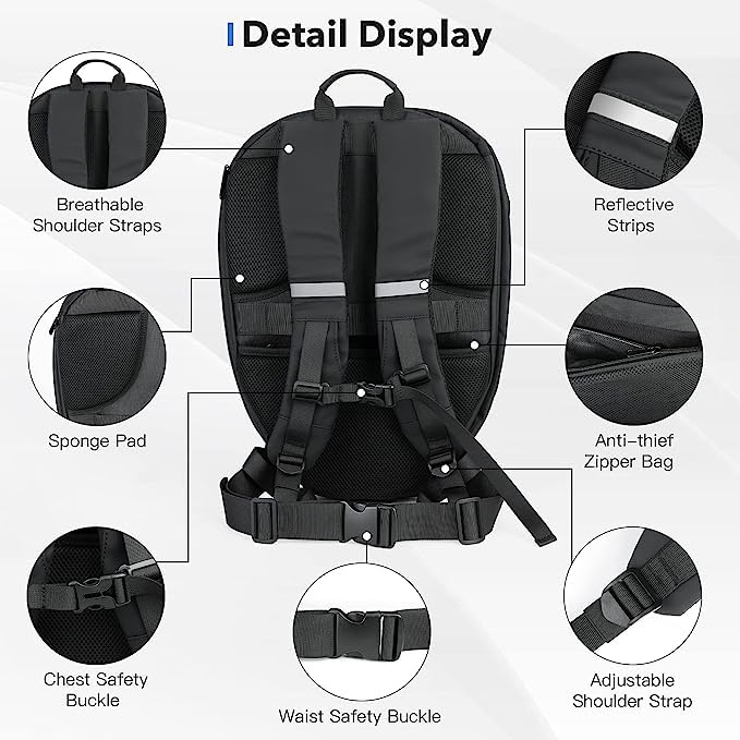 LB02 Backpack With App Working, Laptop Bag Motorcycle Riding Backpack Waterproof Backpack With Programmable And Color Screen, Travel Backpack 25 Ltrs (48 Cms) (Black)