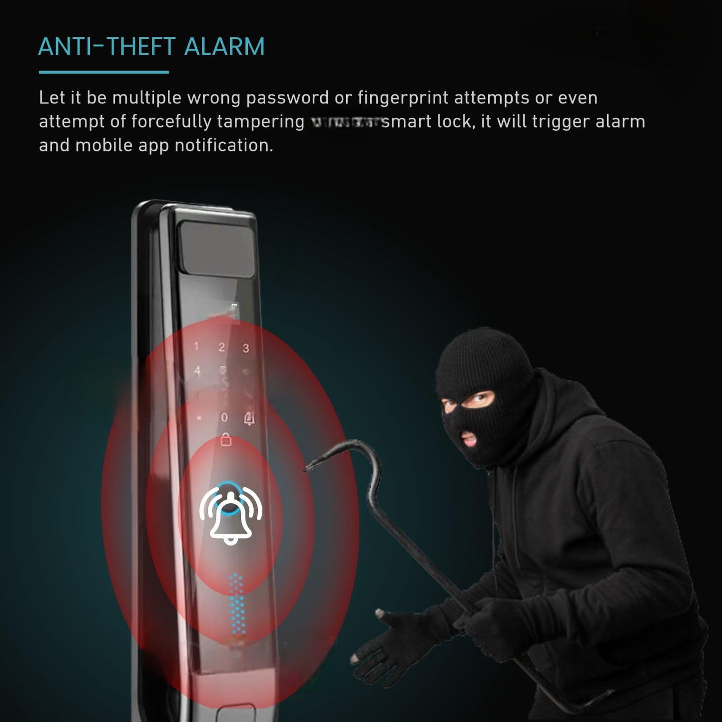 Escozor® EMM04 Premium Smart Digital Pushpull Fingerprint Lock for Main Door with Fingerprint,Password,Smart Card,Mechanical Keys & WiFi Smart Life Mobile App(35mm to 70mm Door Thickness)