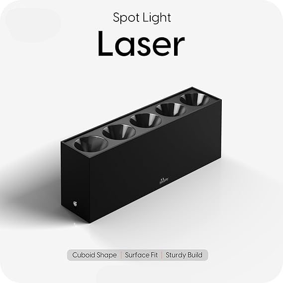 Aluminium 10W Black Finish Square Laser Surface Led Cob Spot, Focus, Down Ceiling Light, Surface Light (Warm White), With 2 Years Warranty