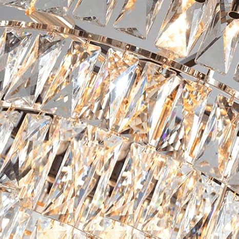 Black Golden Metal Rectangular Crystal Chandelier with 40W Led 3 Colours Changing, Ceiling light for living room, bed room, Jhumar for Hall Black Mamba (BM01)