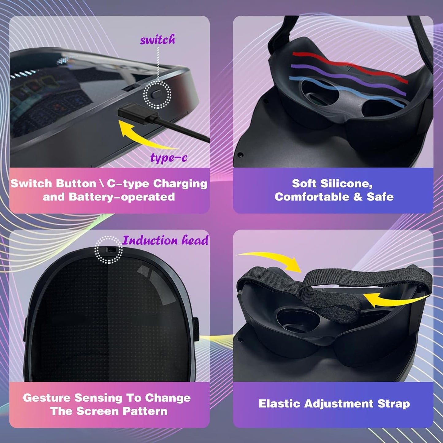 Led Mask App Controlled, Customizable Shining Mask