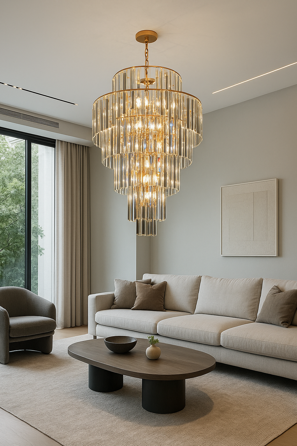 Spiral Crystal Chandelier | Blank and White Shade | 5023