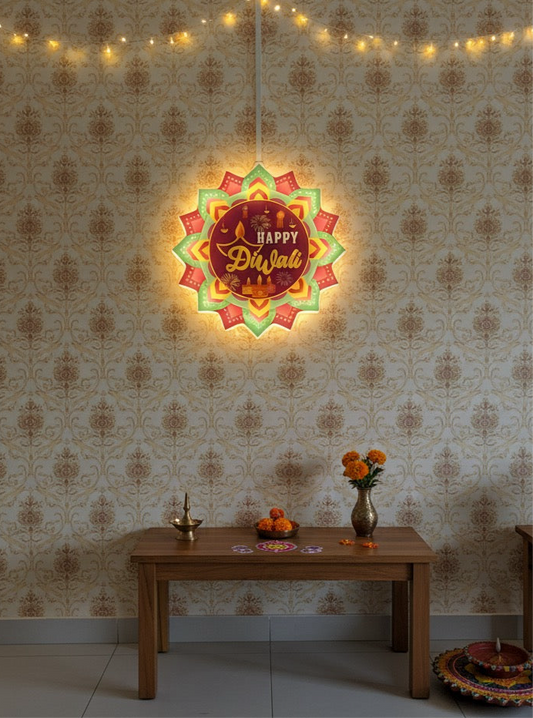 Happy Diwali Acrylic Board With Inbuilt Light