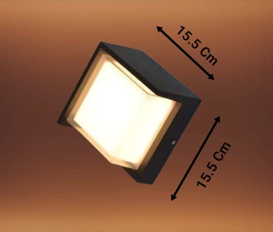 12 Watt LED Indoor/Outdoor Aluminium Wall Light, Warm White, Rainproof & Shockproof Body (12 Watt Square Aluminium) LX919