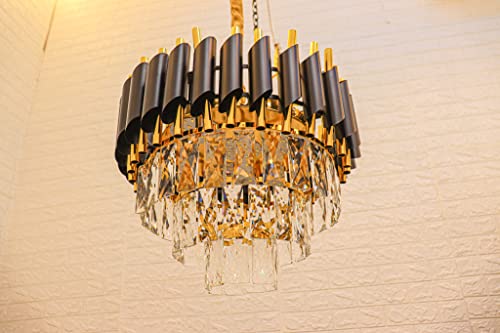 Black Gold Metal with Crystal Chandelier with 40W LED 3 Colours Changing |Ceiling Light for Living Room|Jhoomar for Hall Black Mamba BM01