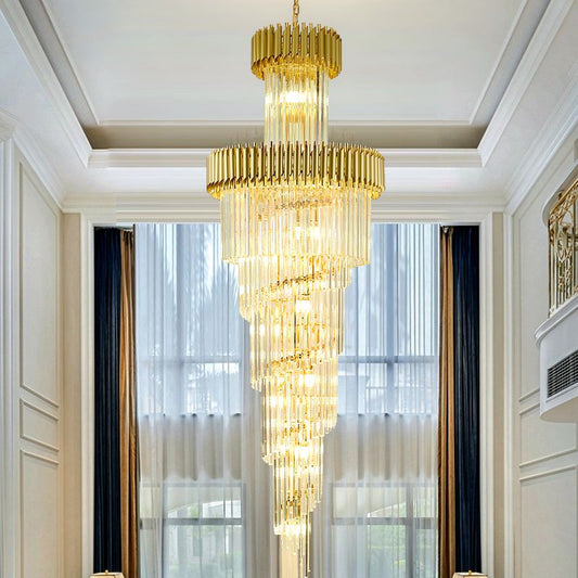 M7603 Modern Crystal Pendant Lamp Ceiling Light Fixture Livingroom Hotel Lobby Duplex Chandelier