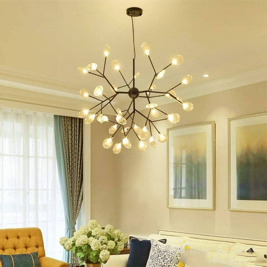 36 Lights Firefly Chandelier | Amber Glass LED Ceiling Hanging Light