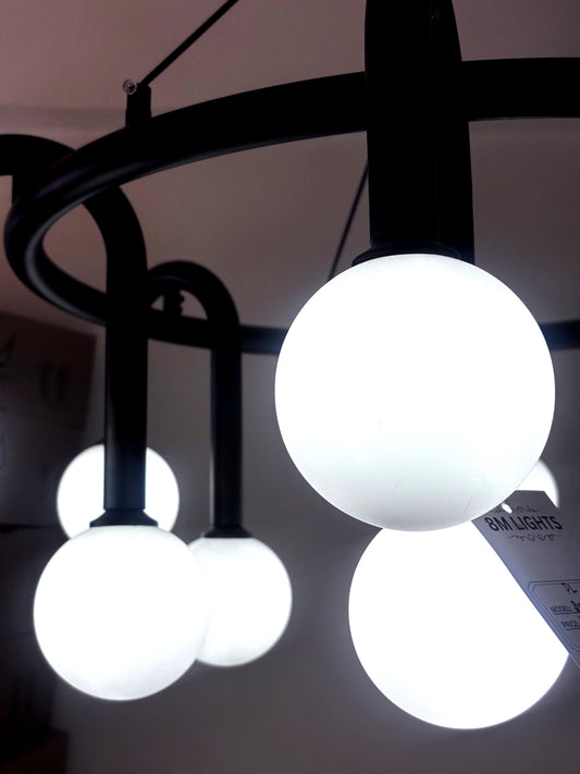 12 Light Black Frosted Glass Chandelier Ceiling Lights Hanging