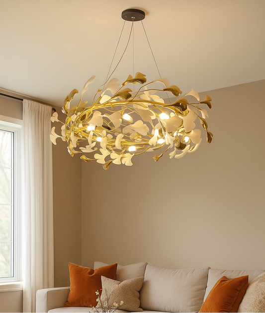 Gold and White Petals Chandelier | D229