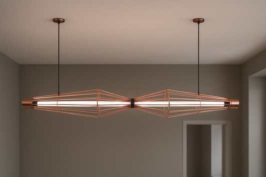 Modern Linear Rose Gold Pendent Light