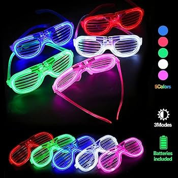 LED neon Rave Glasses Party Eyeglass dj Flashing Sunglasses for Neon & Bachlore Party Glow in Dark Christmas Party Sunglasses