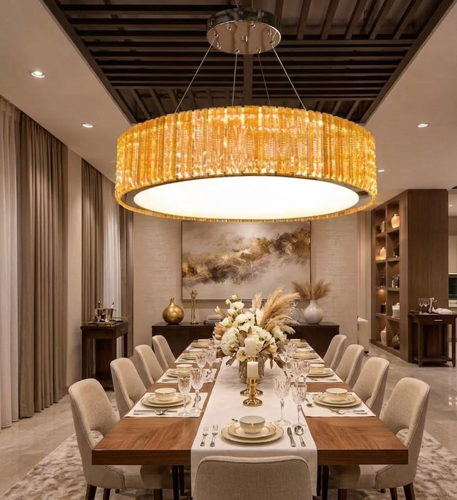 Round Drum Crystal Chandelier