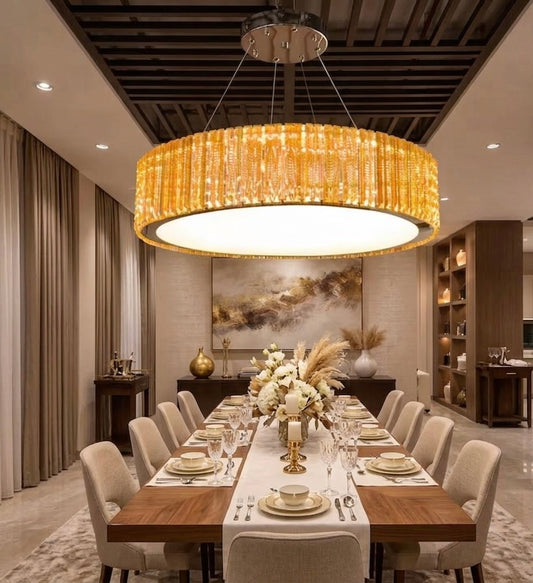 Round Drum Crystal Chandelier