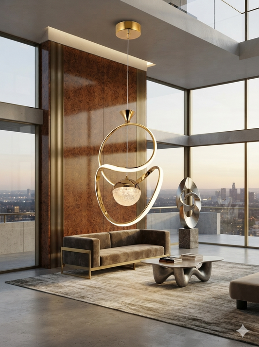 Rounded CrystalPendant Light || M-0196