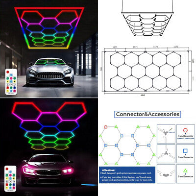 Gym Profile Lights | RGB 14 Hexagon with Boarder | (Set -A)