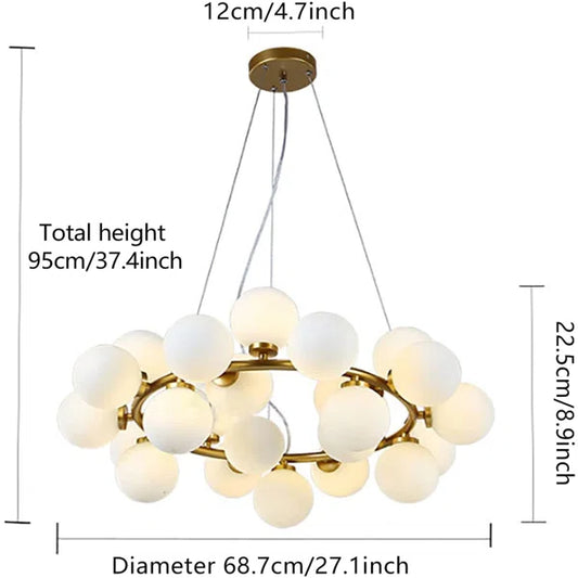 25-Head Round Glass LED Pendant Chandelier