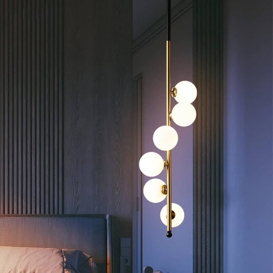 6 Light LED Gold Frosted Ball Pendant Lamp Ceiling Light
