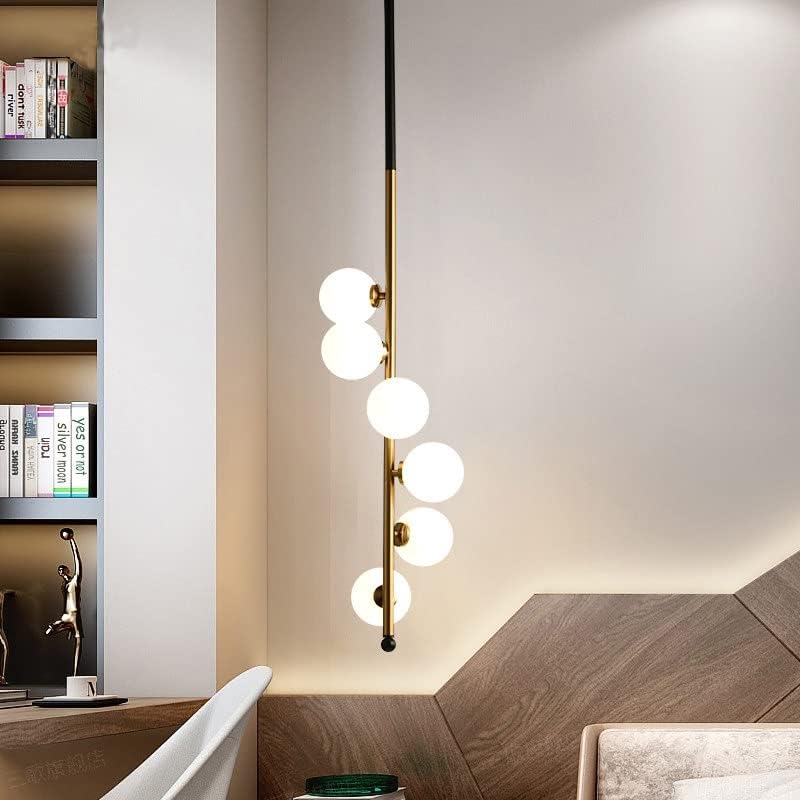 6 Light LED Gold Frosted Ball Pendant Lamp Ceiling Light