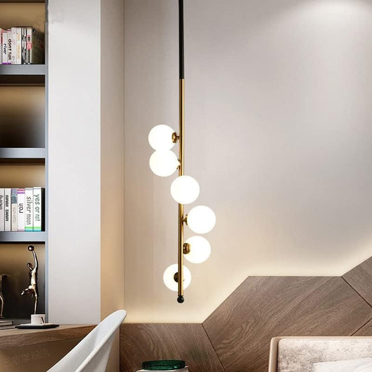 6 Light LED Gold Frosted Ball Pendant Lamp Ceiling Light